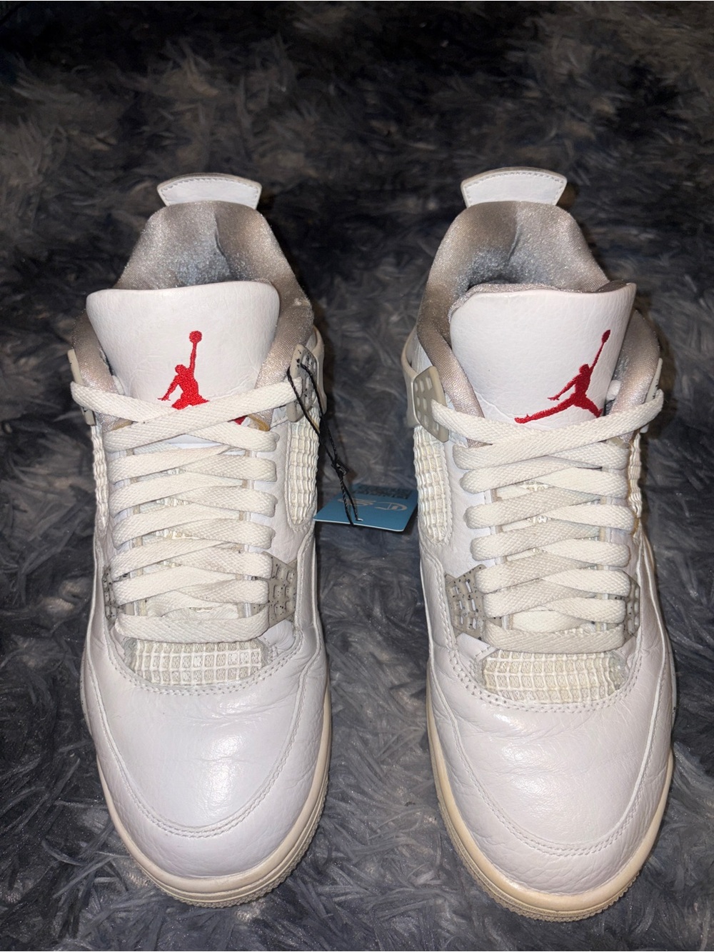 Air Jordan 4 Retro Men’s Size 8 Oreo White/Red Leather Sneakers